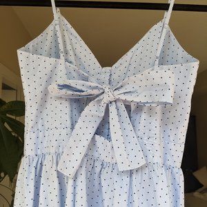 Button-front Sky Blue Polka Dot Dress